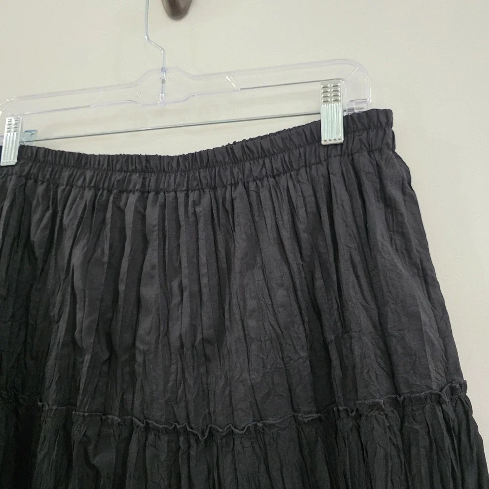 Womens Pleated Maxi Skirt Size XL Black Ren Faire‎ Fairy Victorian Whimsigoth